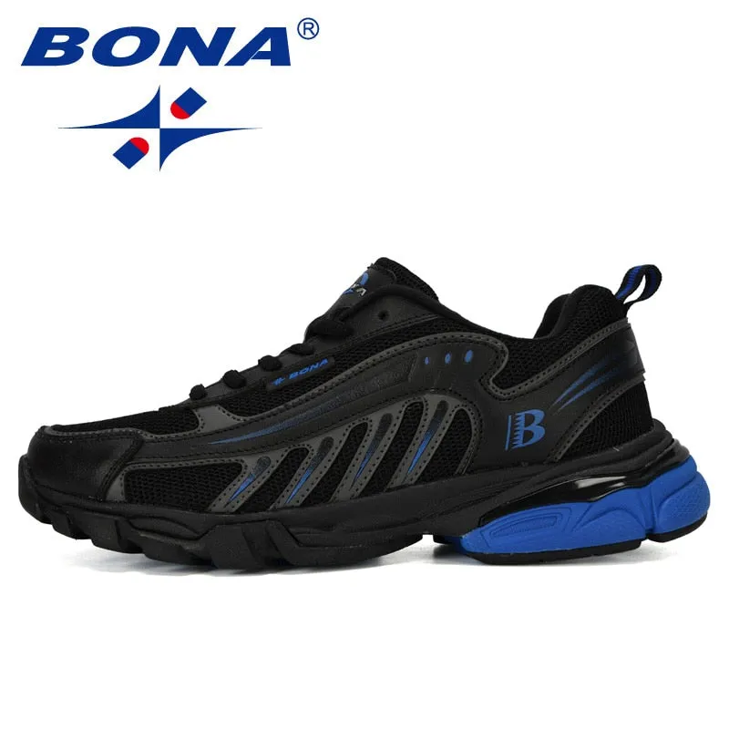 BONA New Designers Running Shoes Man Cow Split Sport Shoes Men Jogging Footwear Outdoors Lightweight Breathable Men Shoes