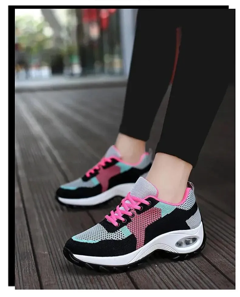 Breathable Lace-Up Platform Sport Shoes for Women