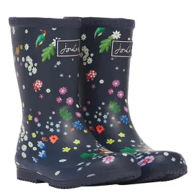 Joules Roll Up Waterproof Rain Boot Navy Woodland