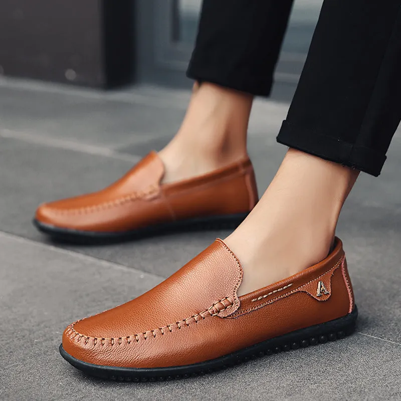 Men's Autumn Casual Leather Slip-Ons | Plus Size