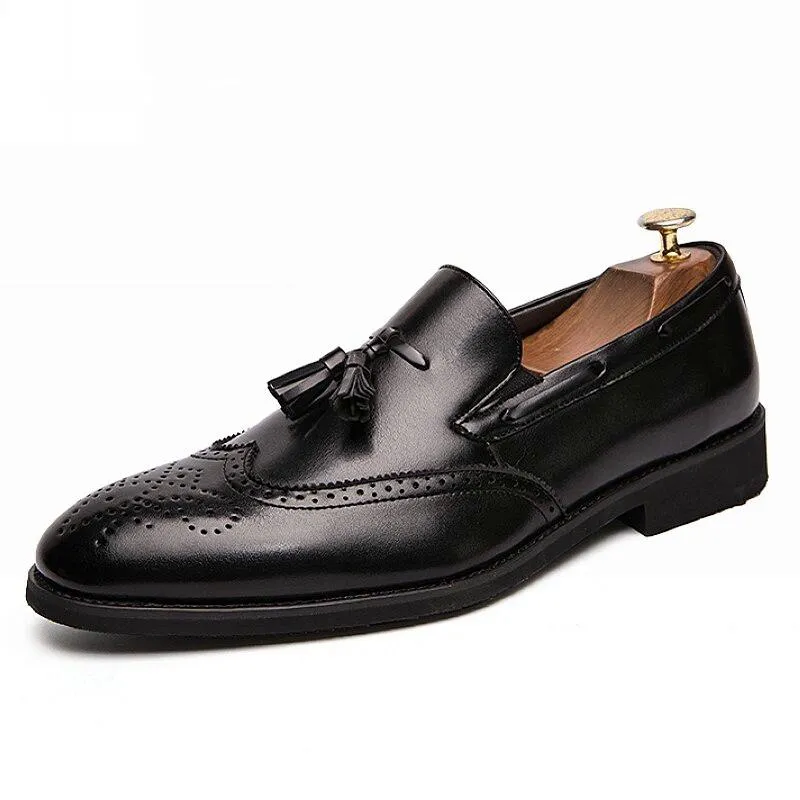 Men's Genuine Leather Breathable Shoes With Tassels | Plus Size