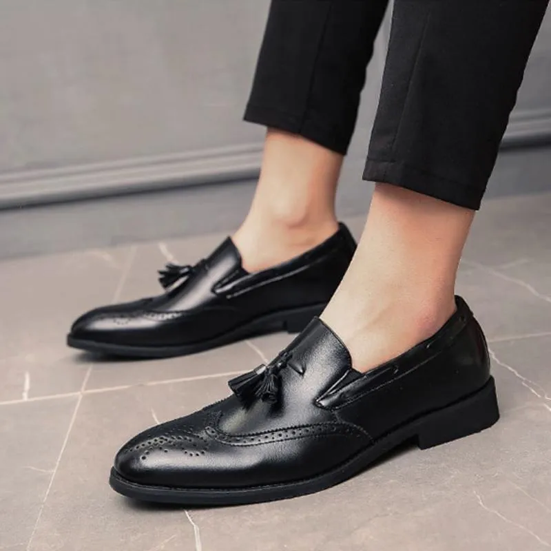 Men's Genuine Leather Breathable Shoes With Tassels | Plus Size