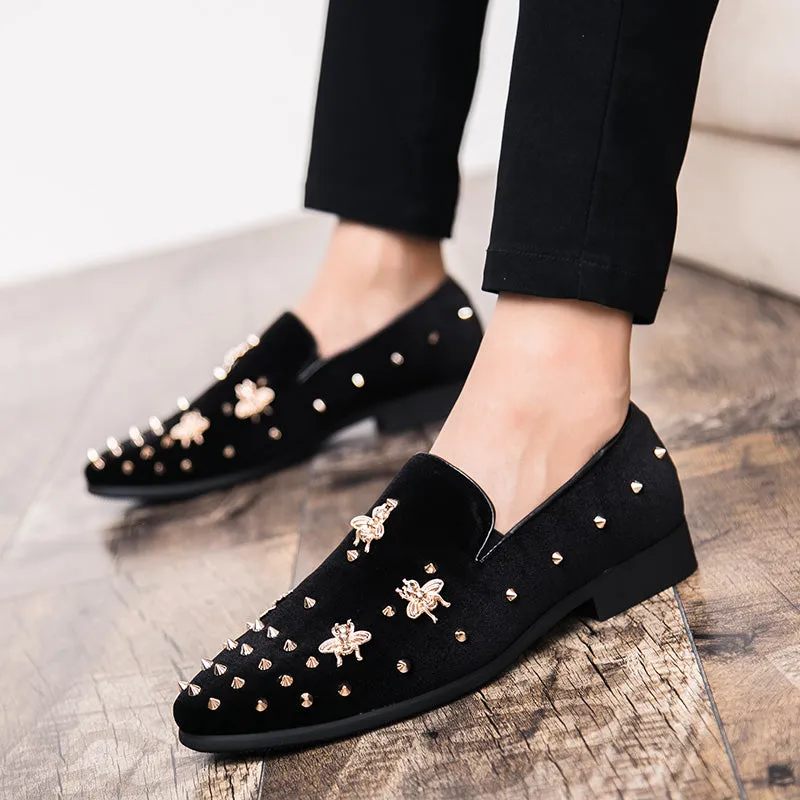 Men's Velvet Loafers With Rivets