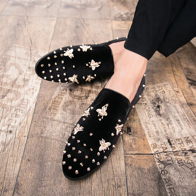 Men's Velvet Loafers With Rivets