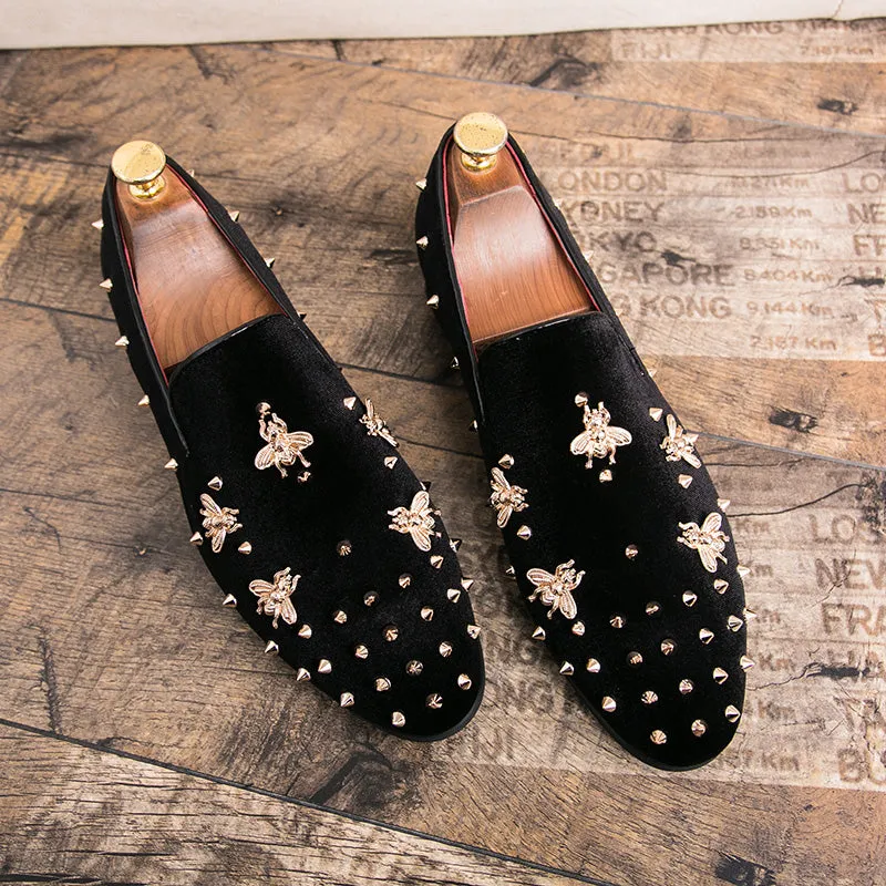 Men's Velvet Loafers With Rivets