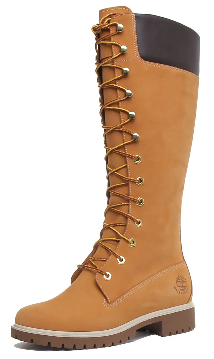 Timberland Tall 14 Inch Lace Up Boots In Wheat For Women