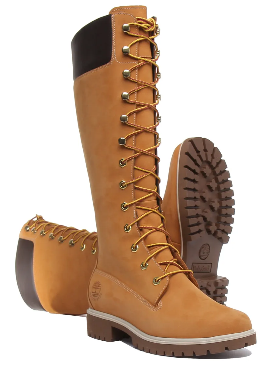 Timberland Tall 14 Inch Lace Up Boots In Wheat For Women