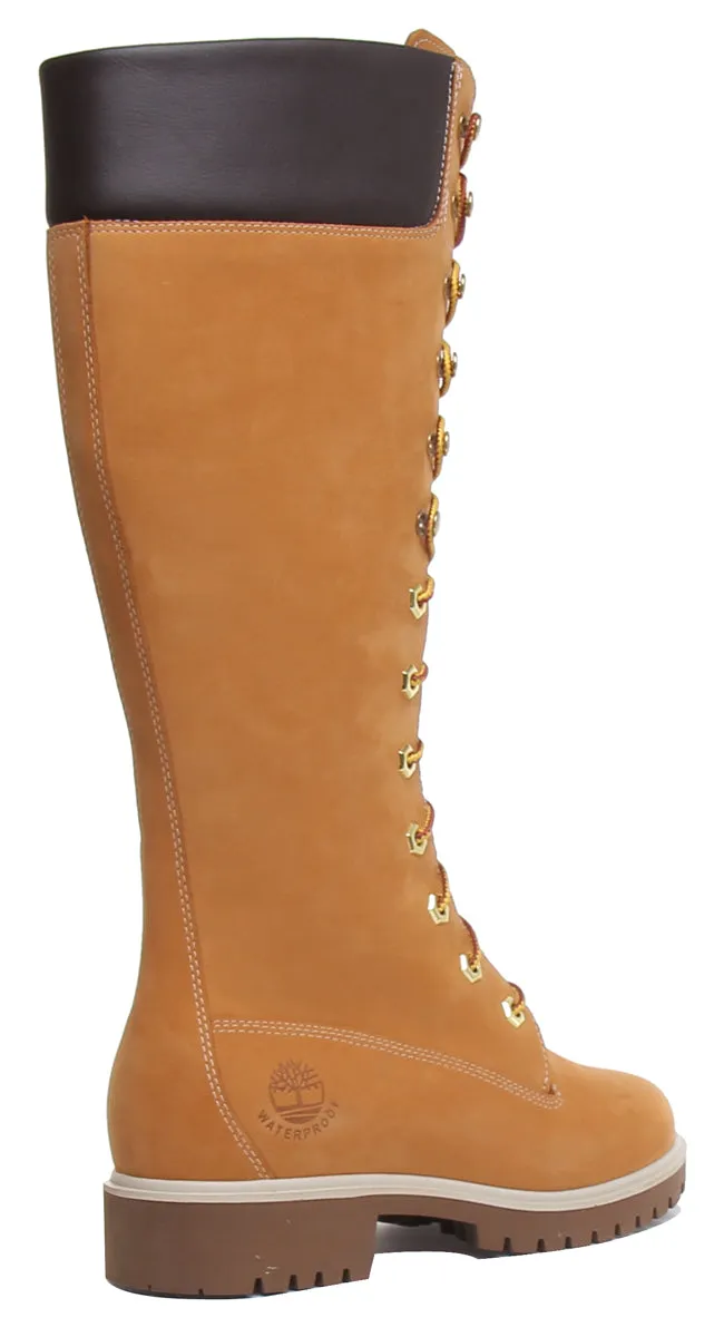 Timberland Tall 14 Inch Lace Up Boots In Wheat For Women