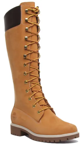 Timberland Tall 14 Inch Lace Up Boots In Wheat For Women