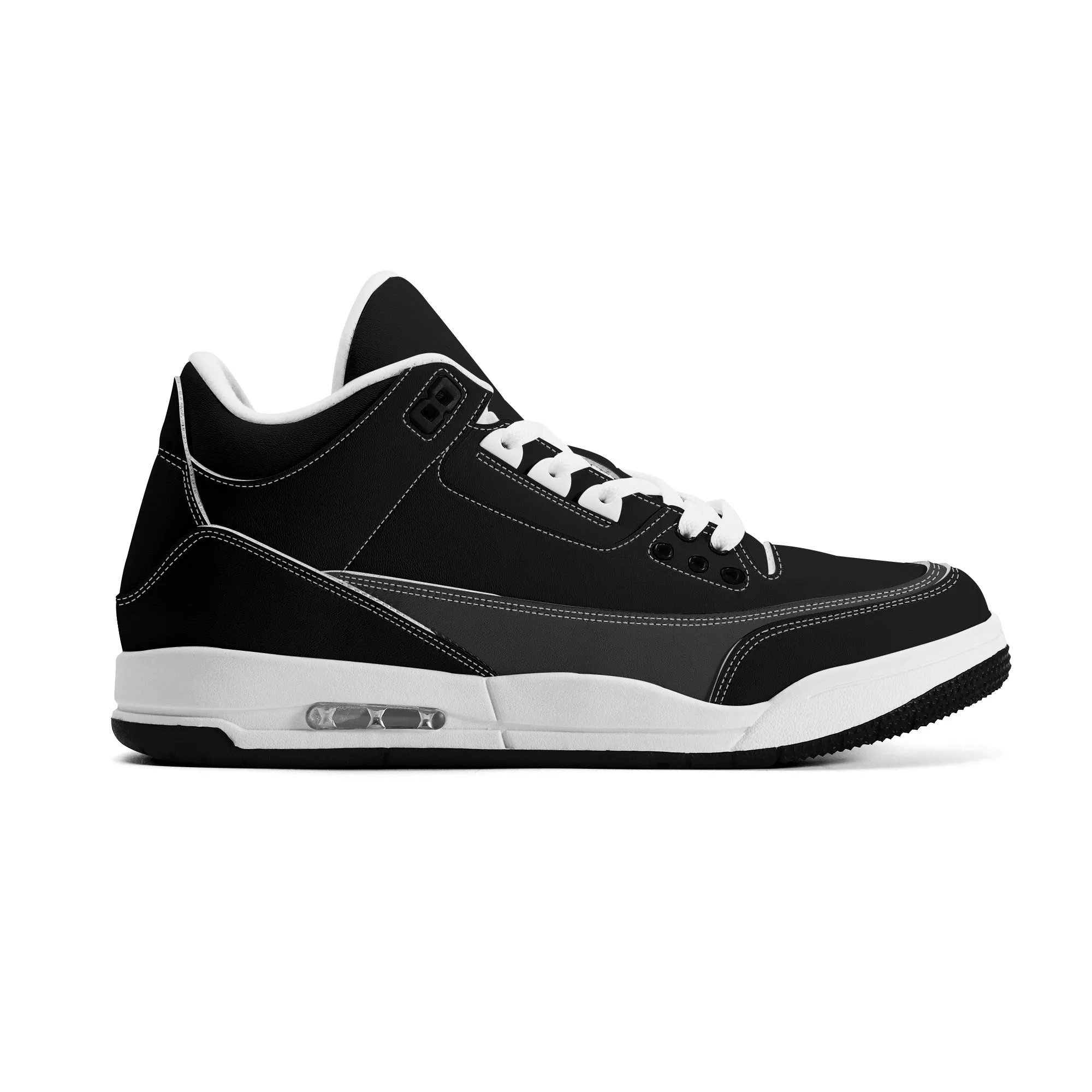 Women Leather Basketball Sneakers - Royal Black