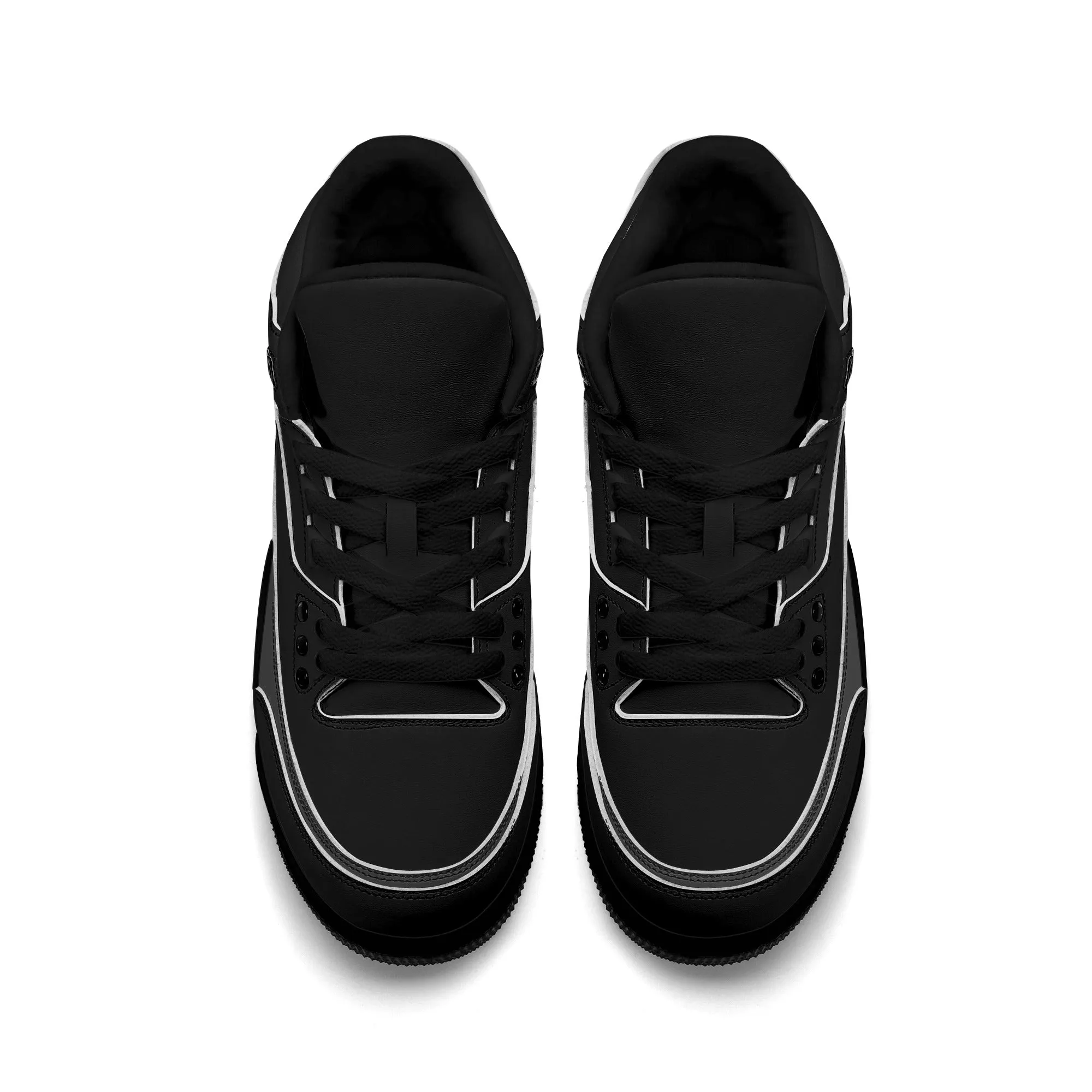 Women Leather Basketball Sneakers - Royal Black