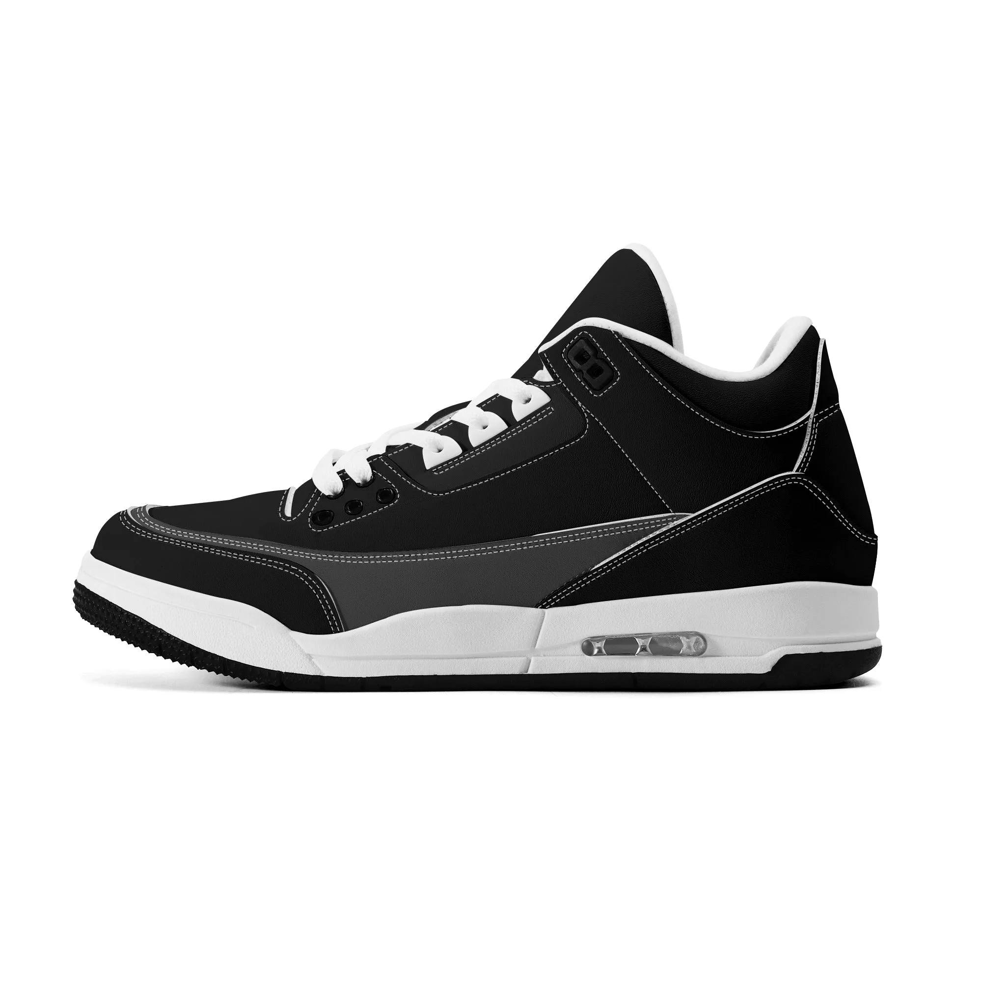 Women Leather Basketball Sneakers - Royal Black