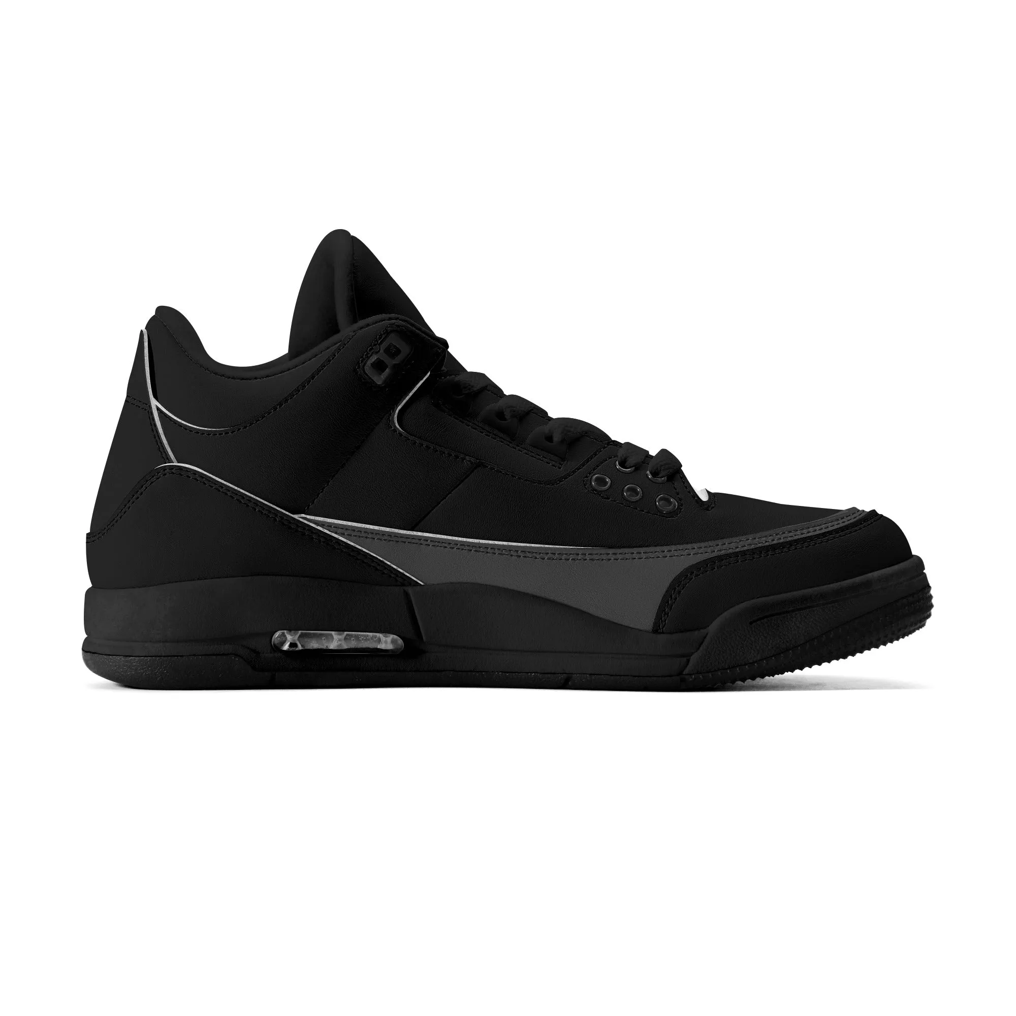 Women Leather Basketball Sneakers - Royal Black