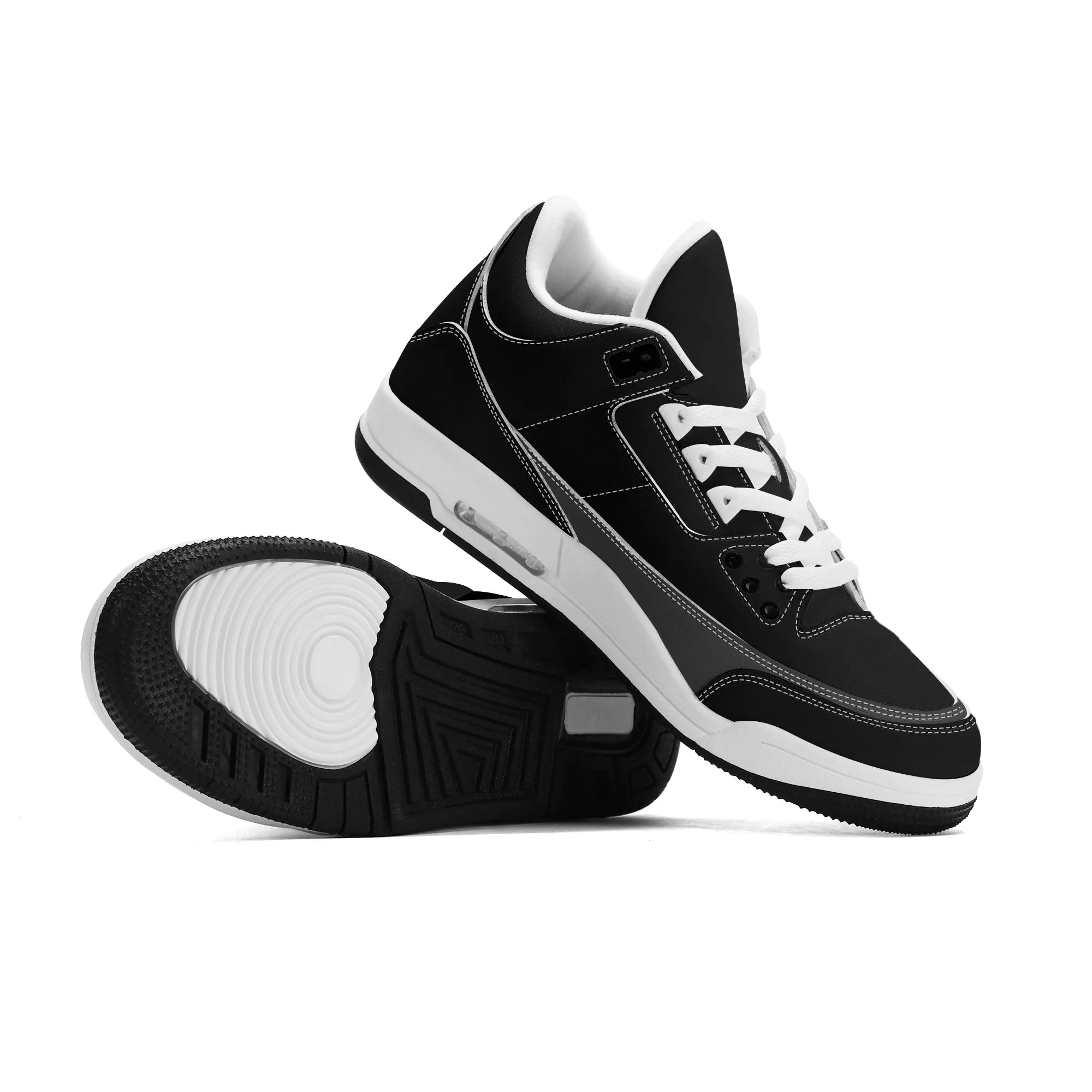 Women Leather Basketball Sneakers - Royal Black