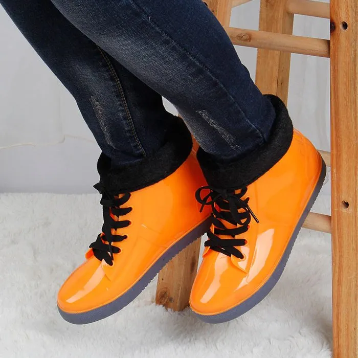 Women's Autumn/Winter Waterproof Rubber Rain Boots With Fleece Inside