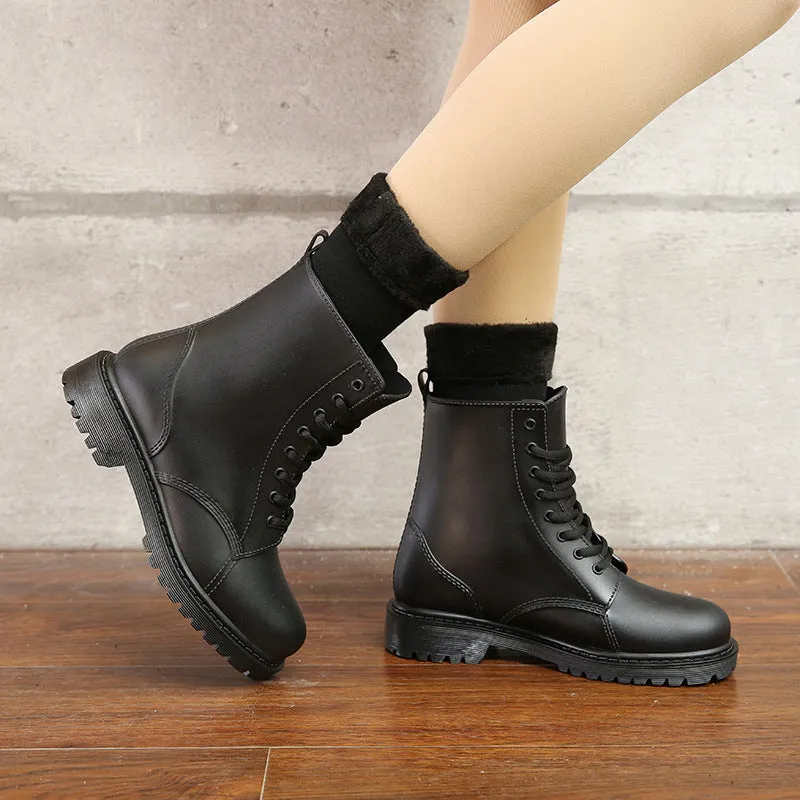 Women's Waterproof Rubber Lace-Up Rain Boots