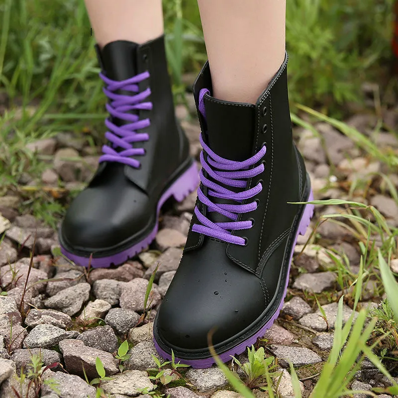 Women's Waterproof Rubber Lace-Up Rain Boots